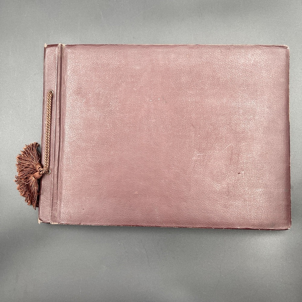 Vintage Burgundy Photo Album Scrapbook Tassel Tie Memory Book Empty